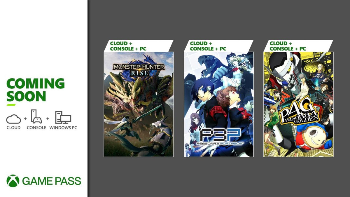 Persona 3 Portable, Persona 4 Golden и Monster Hunter Rise скоро появятся в Game Pass