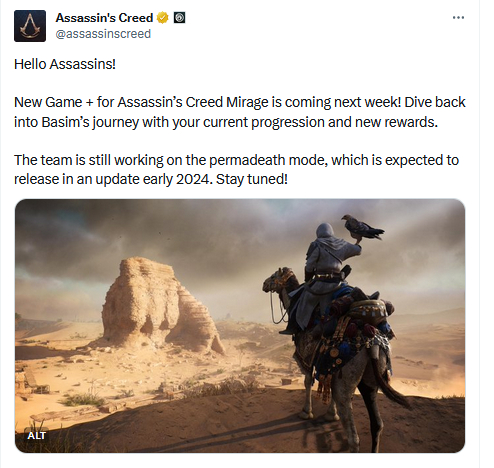 Новая игра+ появится в Assassin’s Creed Mirage на этой неделе. Выпуск режима перманентной смерти перенесен