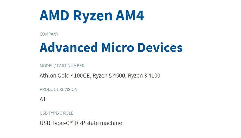 AMD готовит процессоры начального уровня Ryzen 4500, 4100 и Athlon Gold 4100GE на Zen 2