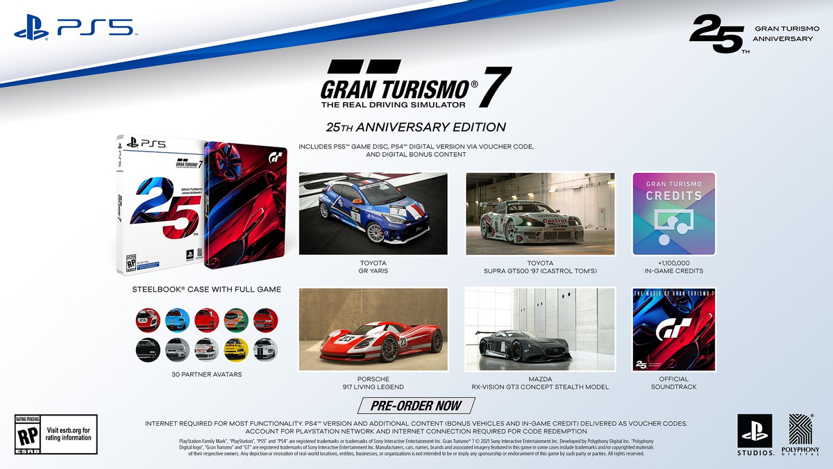Объявлены бонусы за предзаказ и ограниченное издание 25th Anniversary по Gran Turismo 7