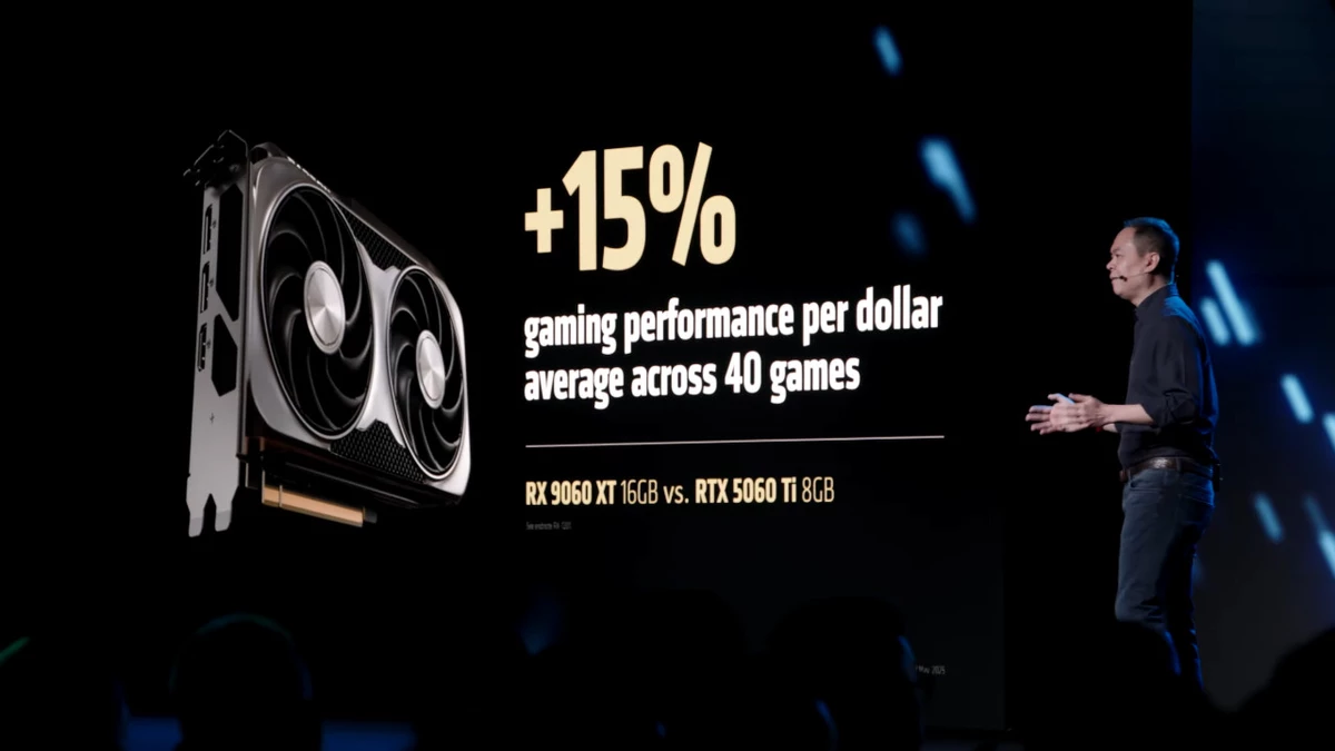 AMD представила народную видеокарту Radeon RX 9060 XT — на 15% выгоднее RTX 5060 Ti AMD представила народную видеокарту Radeon RX 9060 XT — на 15% выгоднее RTX 5060 Ti