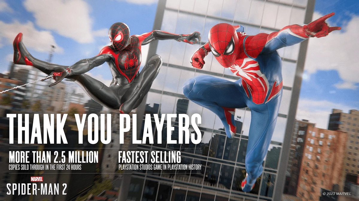 Кто MVP у Sony? 2,5 млн проданных копий Marvel's Spider-Man 2 за сутки — рекорд для PlayStation Studios