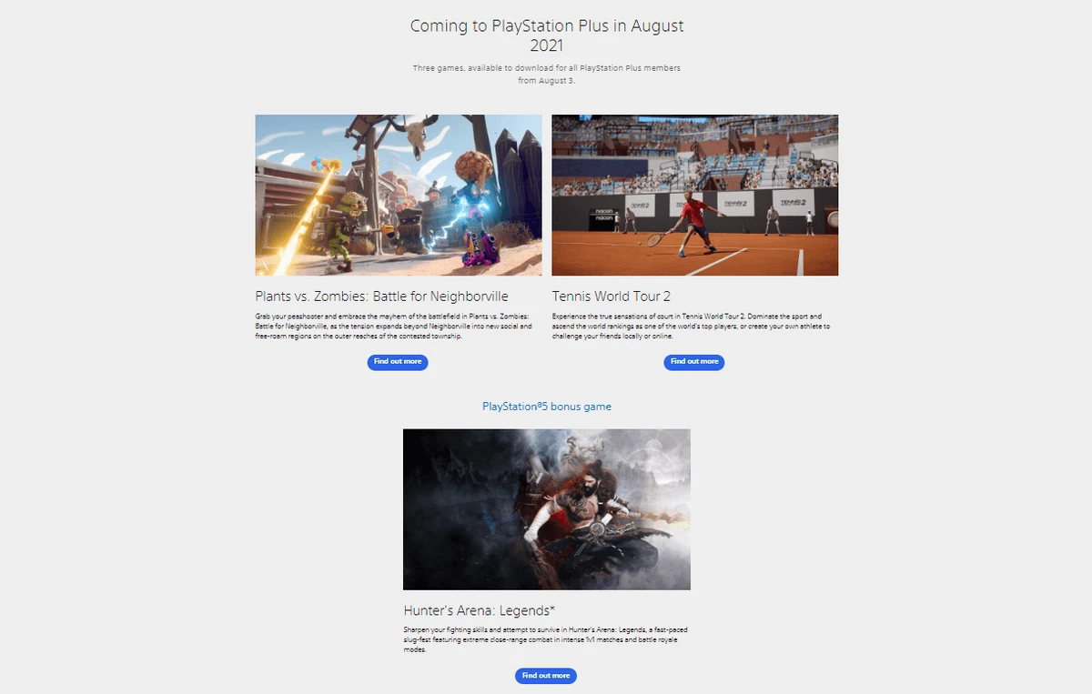 PlayStation Plus в августе: Hunter's Arena: Legends и Plants vs Zombies: Battle for Neighborville