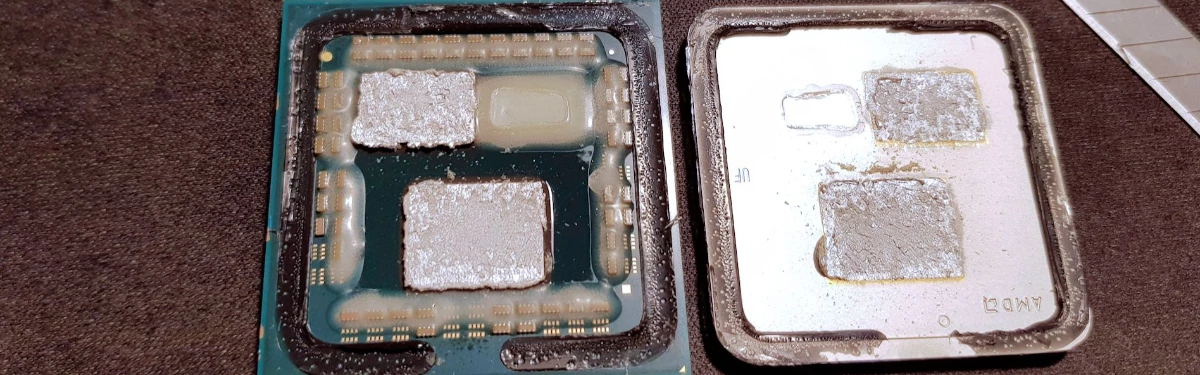 AMD Ryzen 7 5800X3D был скальпирован. Пользователь значительно снизил температуры AMD Ryzen 7 5800X3D был скальпирован. Пользователь значительно снизил температуры