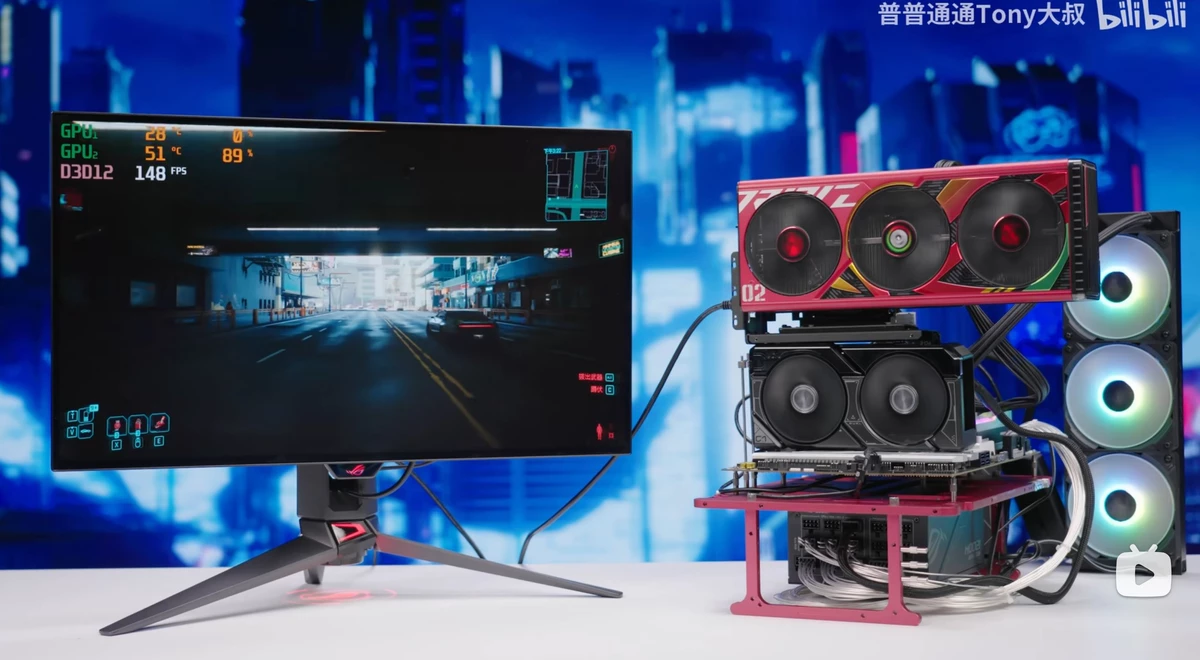 ASUS подключили RTX 4090 в слот M.2 на RTX 4060 Ti ASUS подключили RTX 4090 в слот M.2 на RTX 4060 Ti