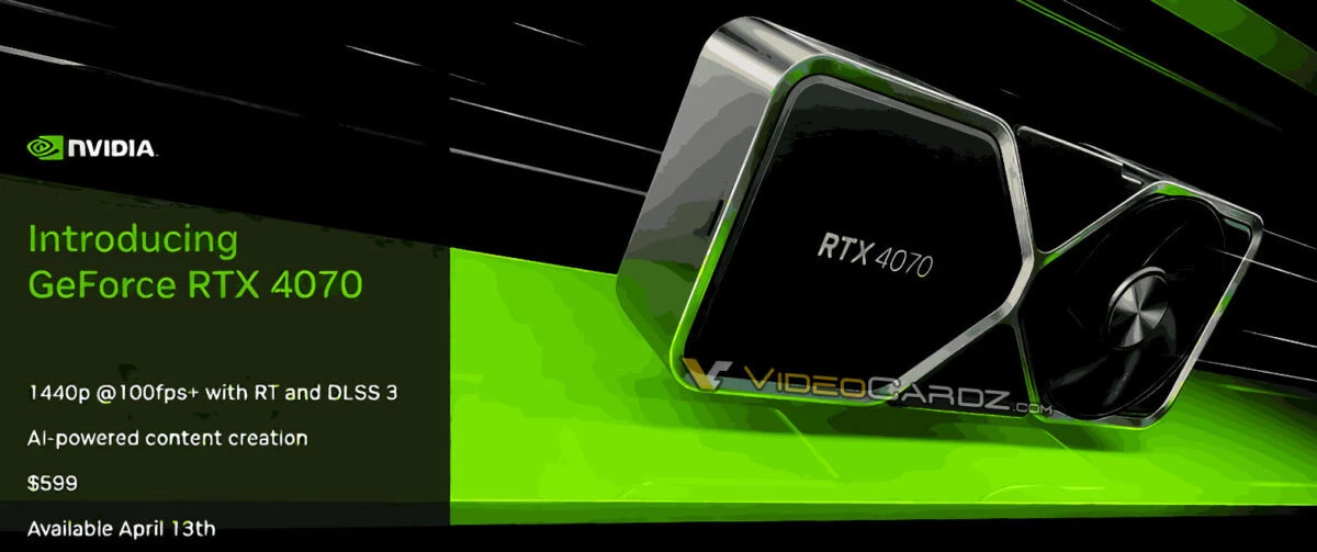 NVIDIA сравнивает RTX 4070 с RTX 3080 на утекших слайдах, но использует для этого DLSS 3