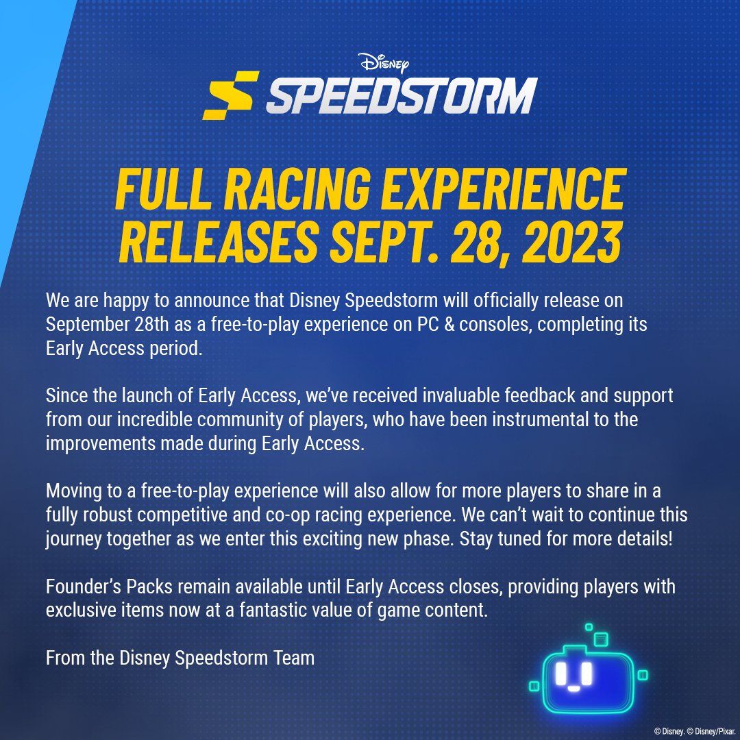 Гонка Disney Speedstorm выйдет из раннего доступа в сентябре и станет бесплатной