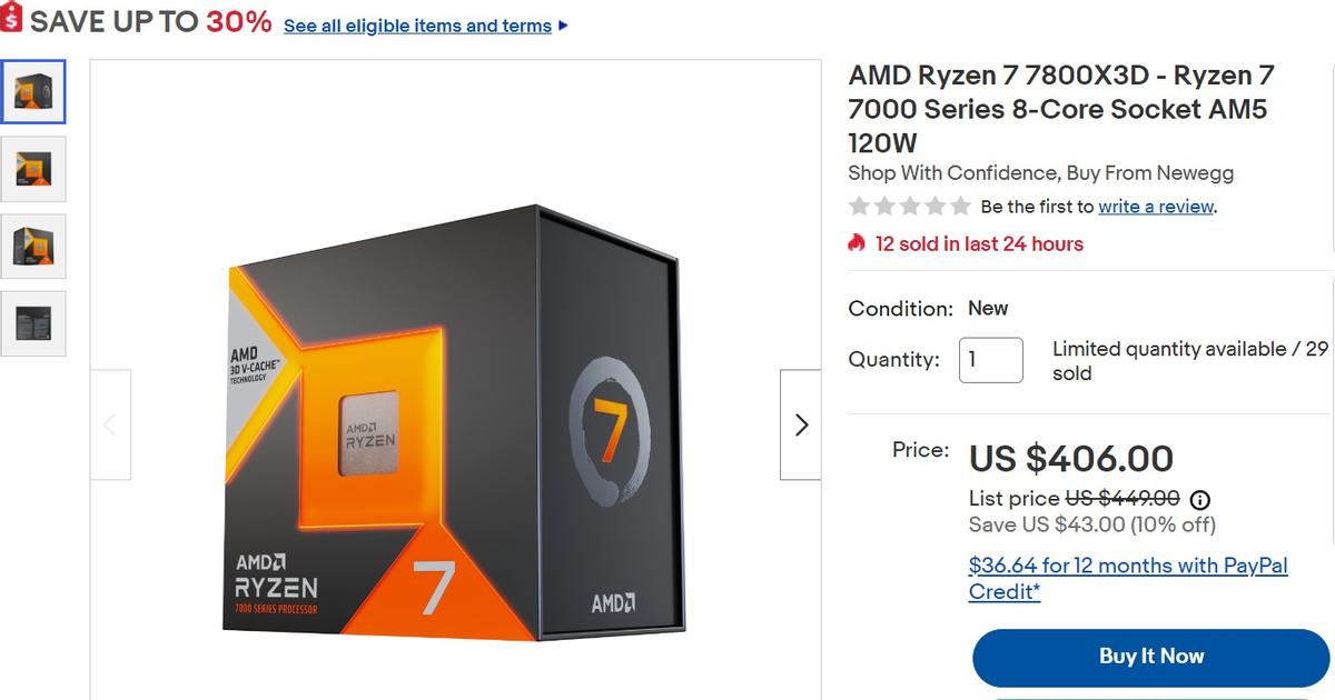 AMD Ryzen 7 7800X3D подешевели до $406 в США