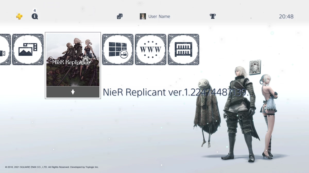 NieR Replicant ver.1.22474487139… — Тема для PS4 и набор аватаров с папой-Ниером