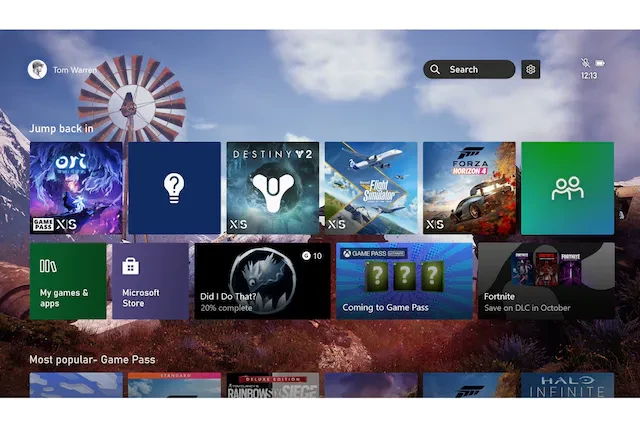 Обновленный экран Xbox