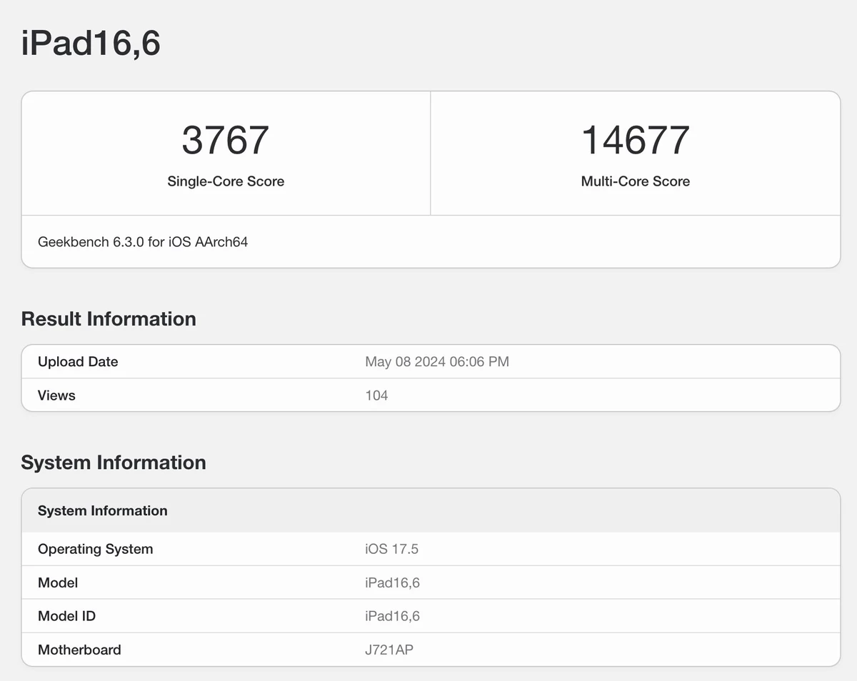 Аве, NPU! Apple M4 обошел M3 на ~23% в Geekbench 6