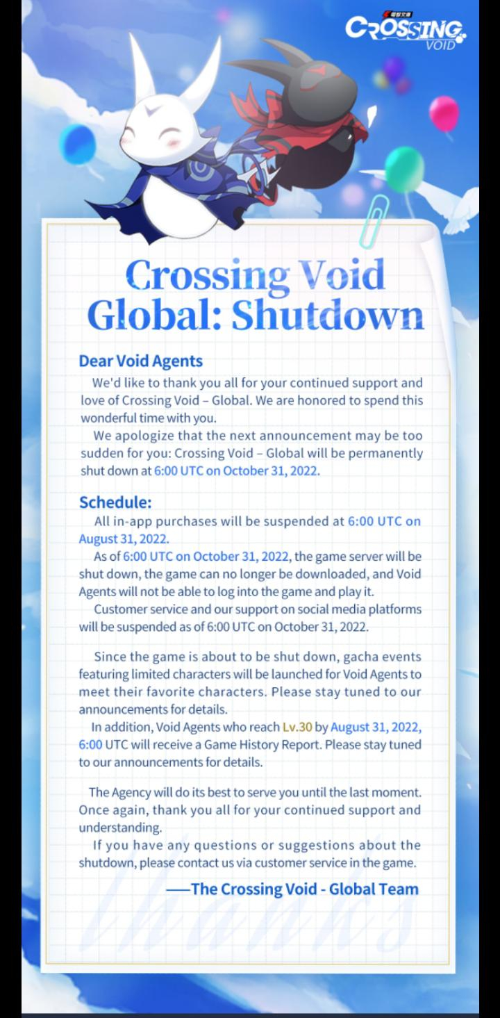 Мобильная RPG Crossing Void закроется в октябре