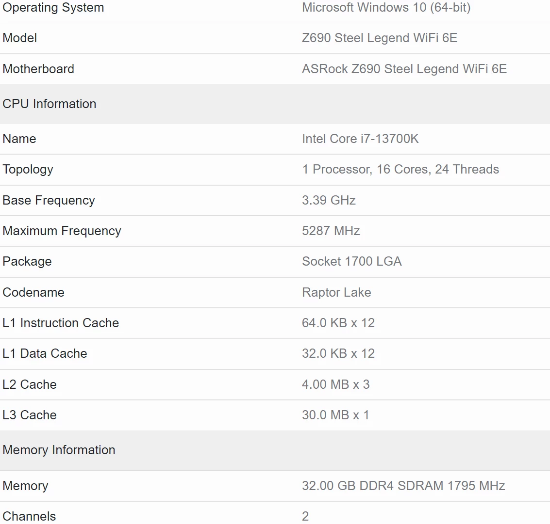 Опубликовы тесты 16-ядерного Intel Core i7-13700K