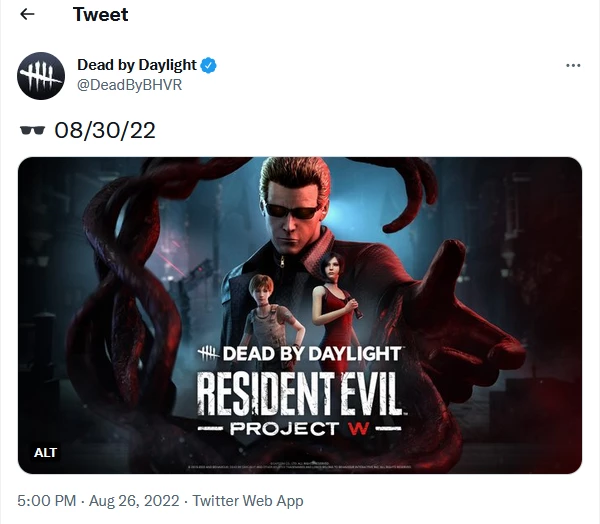 Коллаборация Project W между Dead by Daylight и Resident Evil стартует в конце августа Коллаборация Project W между Dead by Daylight и Resident Evil стартует в конце августа