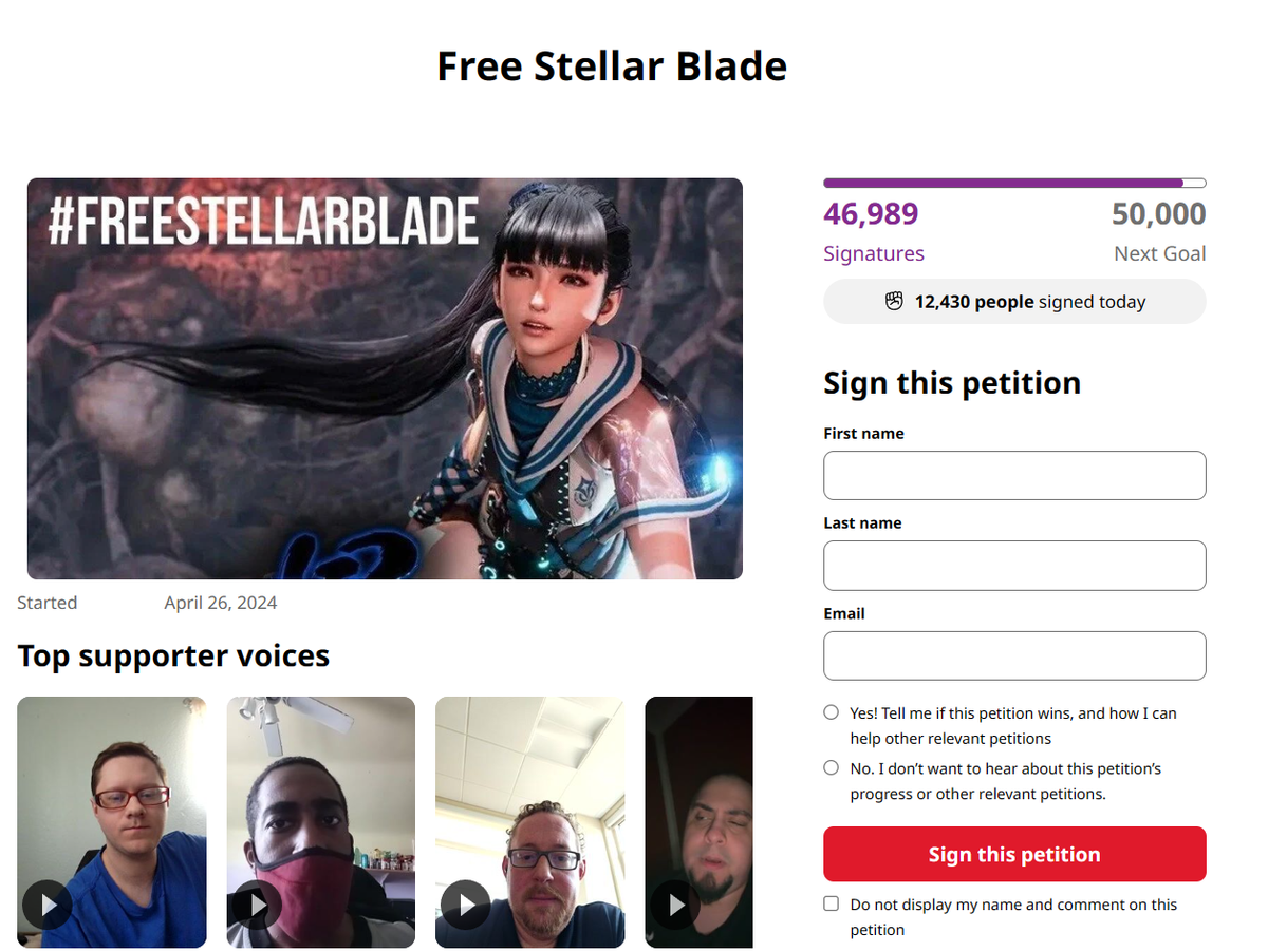 Игроки создали петицию против цензуры в Stellar Blade