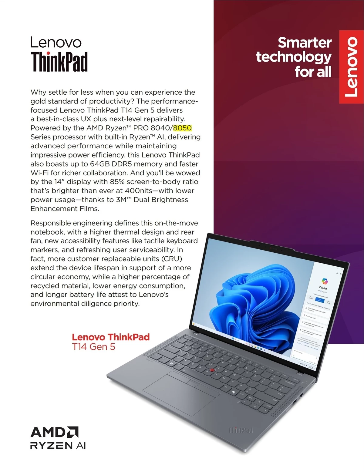 AMD Ryzen на Zen 5 засветились в ноутбуке Lenovo ThinkPad T14 Gen 5