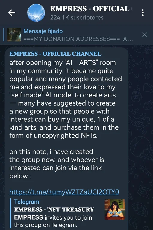 Хакерша EMPRESS пробует себя в продаже NFT