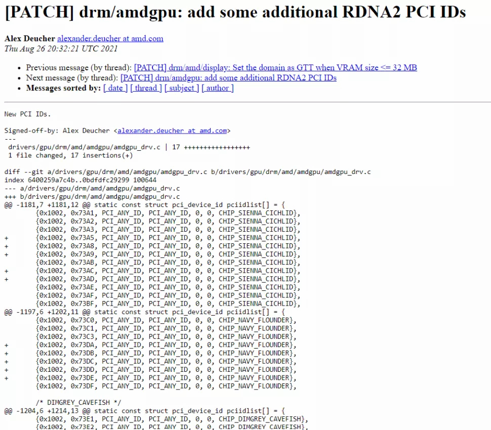 В драйвере графики AMD для Linux засветились еще 17 видеокарт RDNA 2