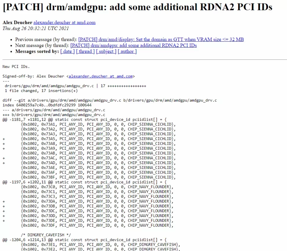 В драйвере графики AMD для Linux засветились еще 17 видеокарт RDNA 2