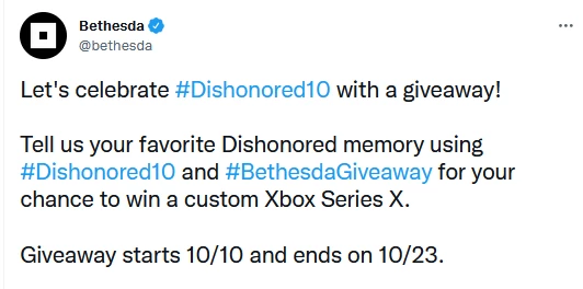 В честь 10-летия Dishonored издатель Bethesda представил кастомную консоль Xbox Series X