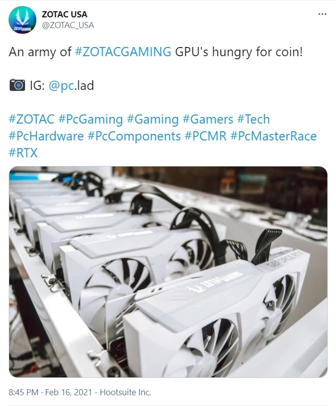 Zotac поддержала майнинг, затроллила геймеров, а потом испугалась, когда игроки взялись за вилы и факелы