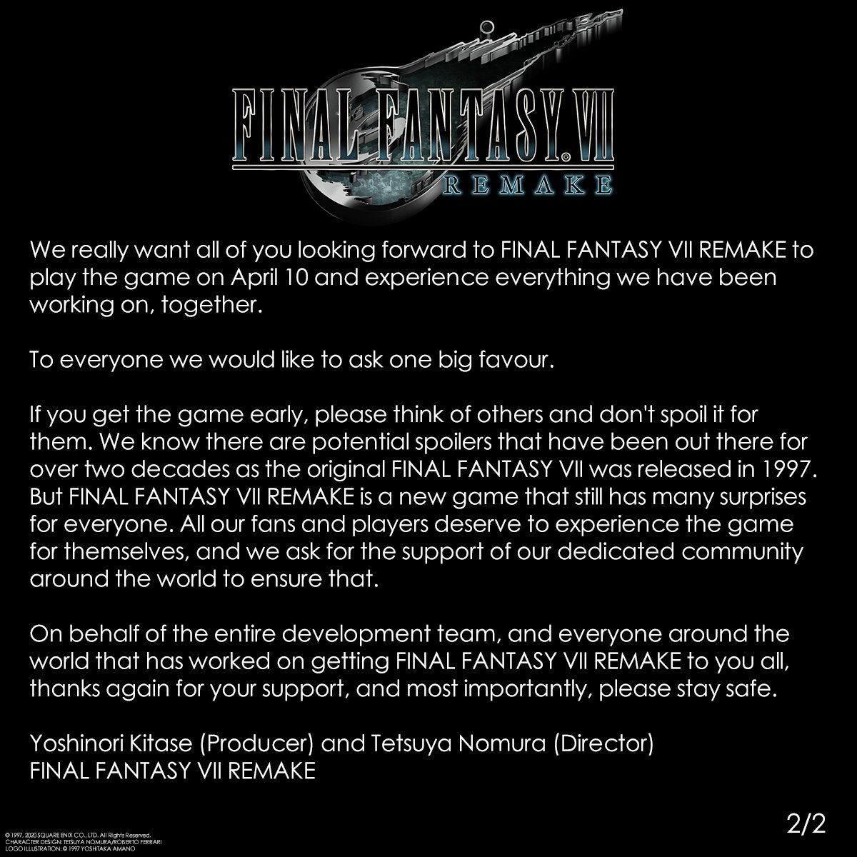 Final Fantasy VII Remake - Разработчики попросили игроков не спойлерить