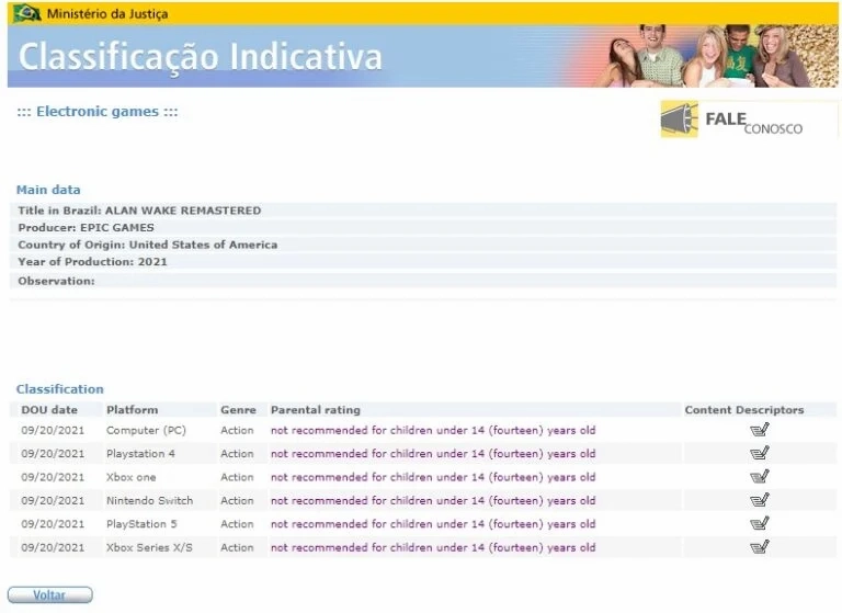 Бразильский классификационный орган дал рейтинг Alan Wake Remastered на Switch