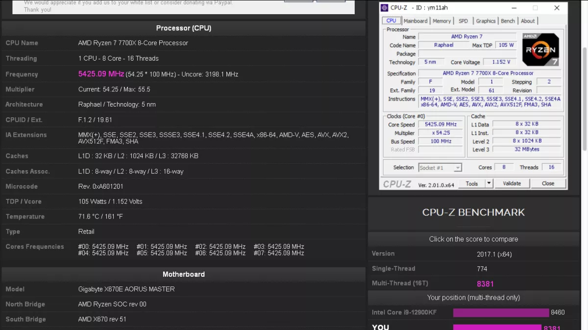 AMD Ryzen 7 7700X обходит Intel Core i9-12900K в новом бенчмарке