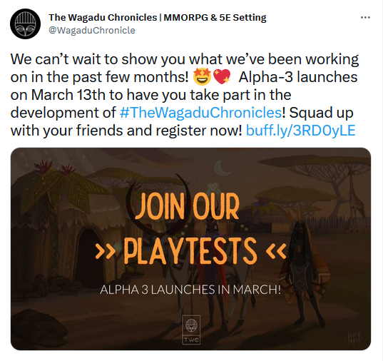 Третий альфа-тест MMORPG The Wagadu Chronicles пройдет в марте. Регистрация открыта