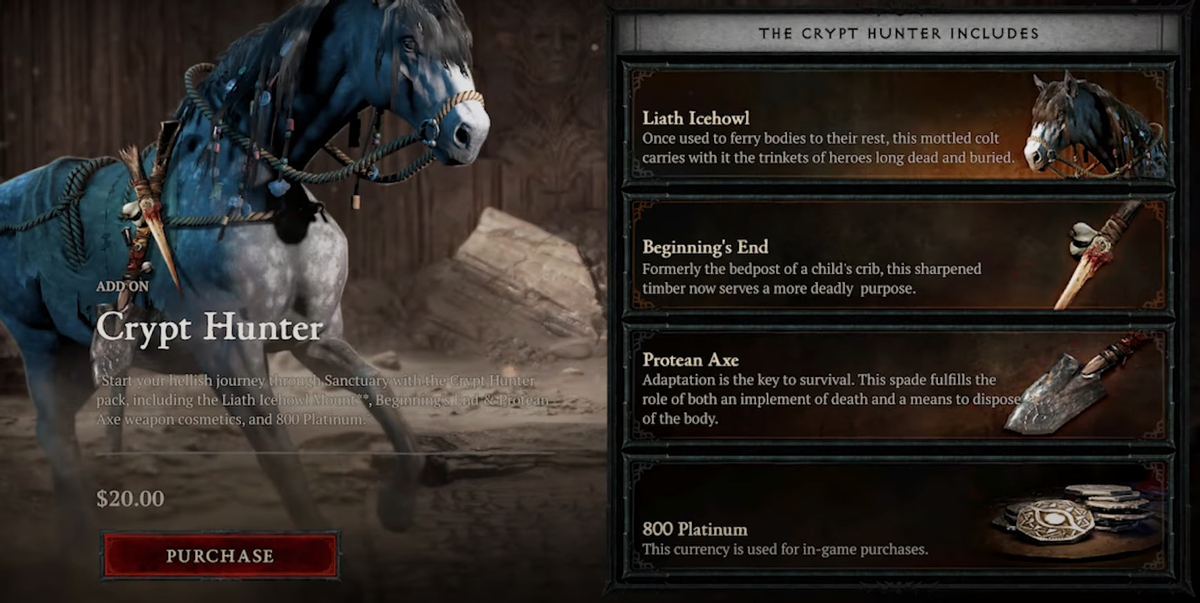 Конские цены в игровом магазине Diablo IV — даже конь будет стоить 20 баксов
