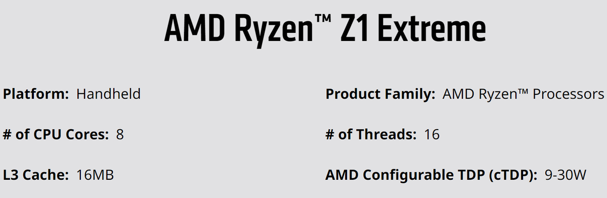 AMD Ryzen Z1 работают даже при 9 Вт потребления