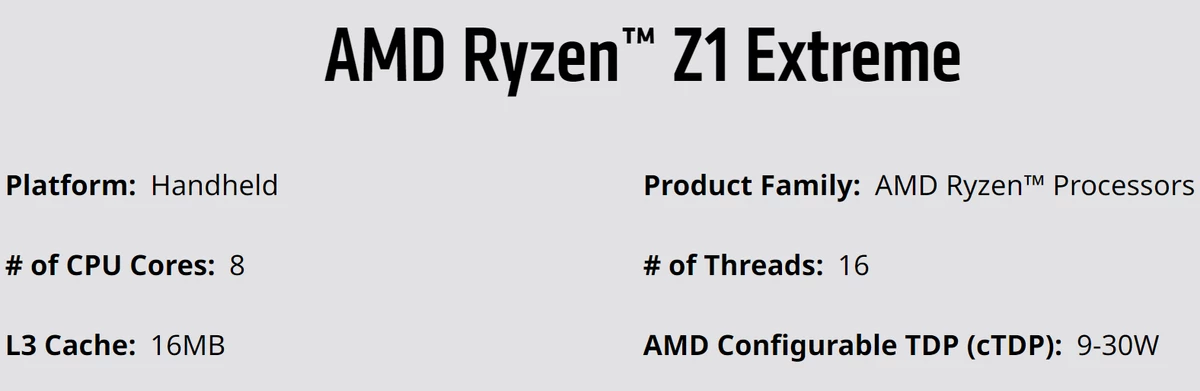 AMD Ryzen Z1 работают даже при 9 Вт потребления AMD Ryzen Z1 работают даже при 9 Вт потребления