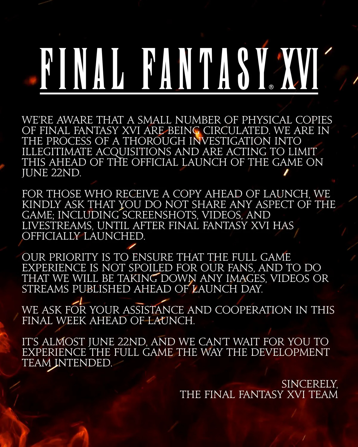 Некоторые игроки уже получили свои копии Final Fantasy XVI. Square Enix намерена бороться со спойлерами