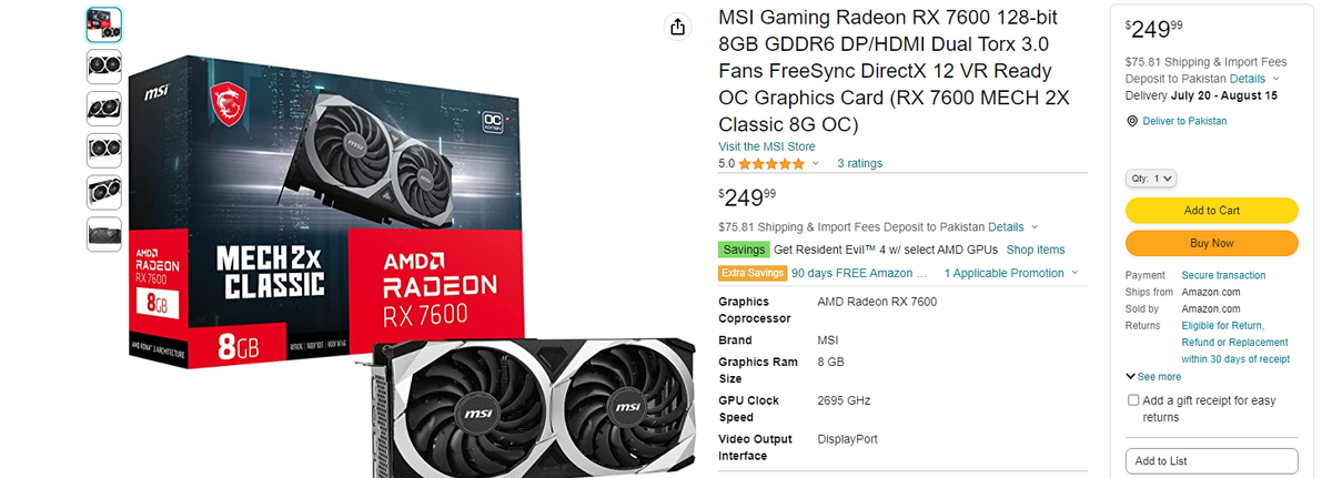 AMD RX 7600 подешевели до 249 долларов перед релизом RTX 4060