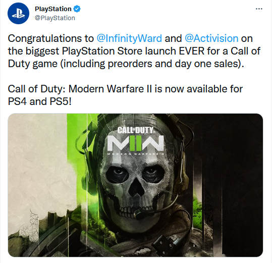 Шутер Call of Duty: Modern Warfare 2 показал самый лучший старт на PlayStation за всю историю франшизы