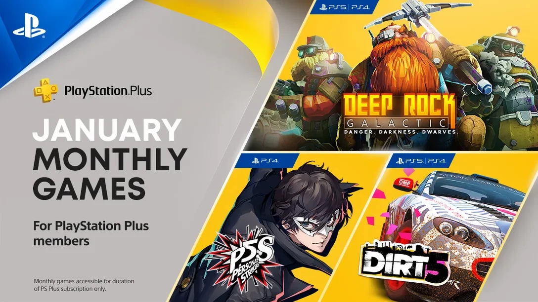 Deep Rock Galactic, DiRT 5 и Persona 5 Strikers в январской подборке бесплатных игр PS Plus