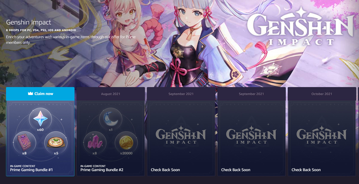 Genshin Impact — Камни истока и другие предметы в Twitch Prime Gaming