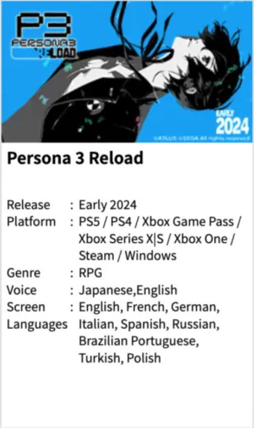 Да будет русский! Persona 3 Reload получит локализацию на русский язык