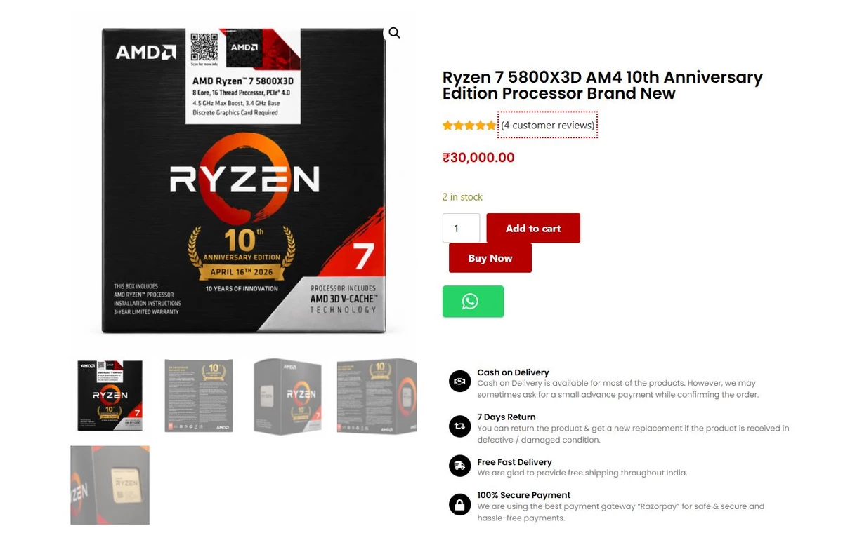 Сколько-сколько?! Культовый игровой процессор Ryzen 7 5800X3D снова появился в продаже за $310 Сколько-сколько?! Культовый игровой процессор Ryzen 7 5800X3D снова появился в продаже за $310