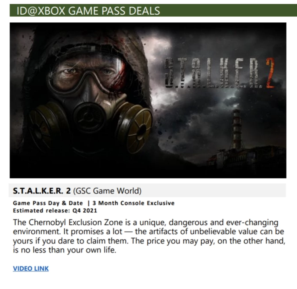 S.T.A.L.K.E.R. 2 будет эксклюзивом Xbox лишь 3 месяца. Microsoft хочет соблазнить разработчиков 12%-комиссией