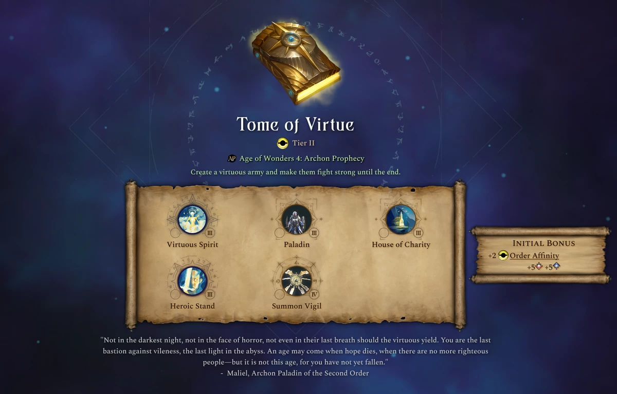 Разработчики Age of Wonders 4 рассказали о Томах Добродетели и Пророчеств из нового дополнения Разработчики Age of Wonders 4 рассказали о Томах Добродетели и Пророчеств из нового дополнения