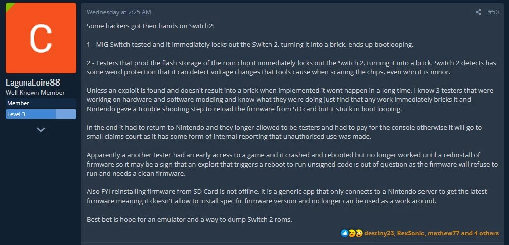 Switch 2 превращается в кирпич от каждого чиха — взлом пока выглядит невозможным Switch 2 превращается в кирпич от каждого чиха — взлом пока выглядит невозможным