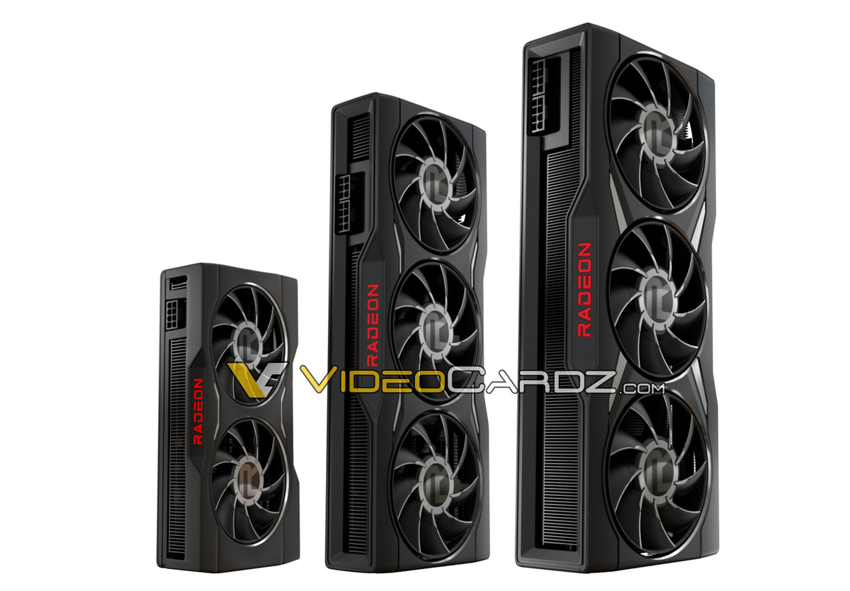 Качественный рендер видеокарт AMD Radeon RX 6950X, RX 6750XT и RX 6650 XT