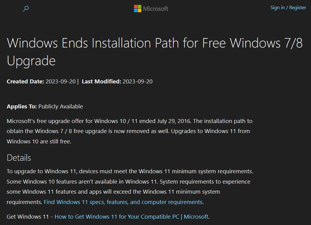 Больше никакой халявы от Microsoft. Отныне бесплатных обновлений с Windows 7/8 на 10/11 больше нет