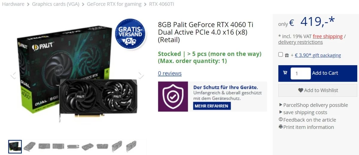 NVIDIA RTX 4060 Ti уже продаются со скидками в Европе