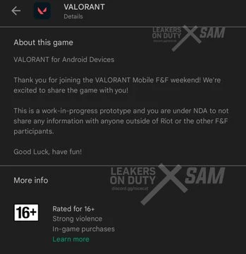 В Google Play была обнаружена страница Valorant Mobile для закрытого тестирования