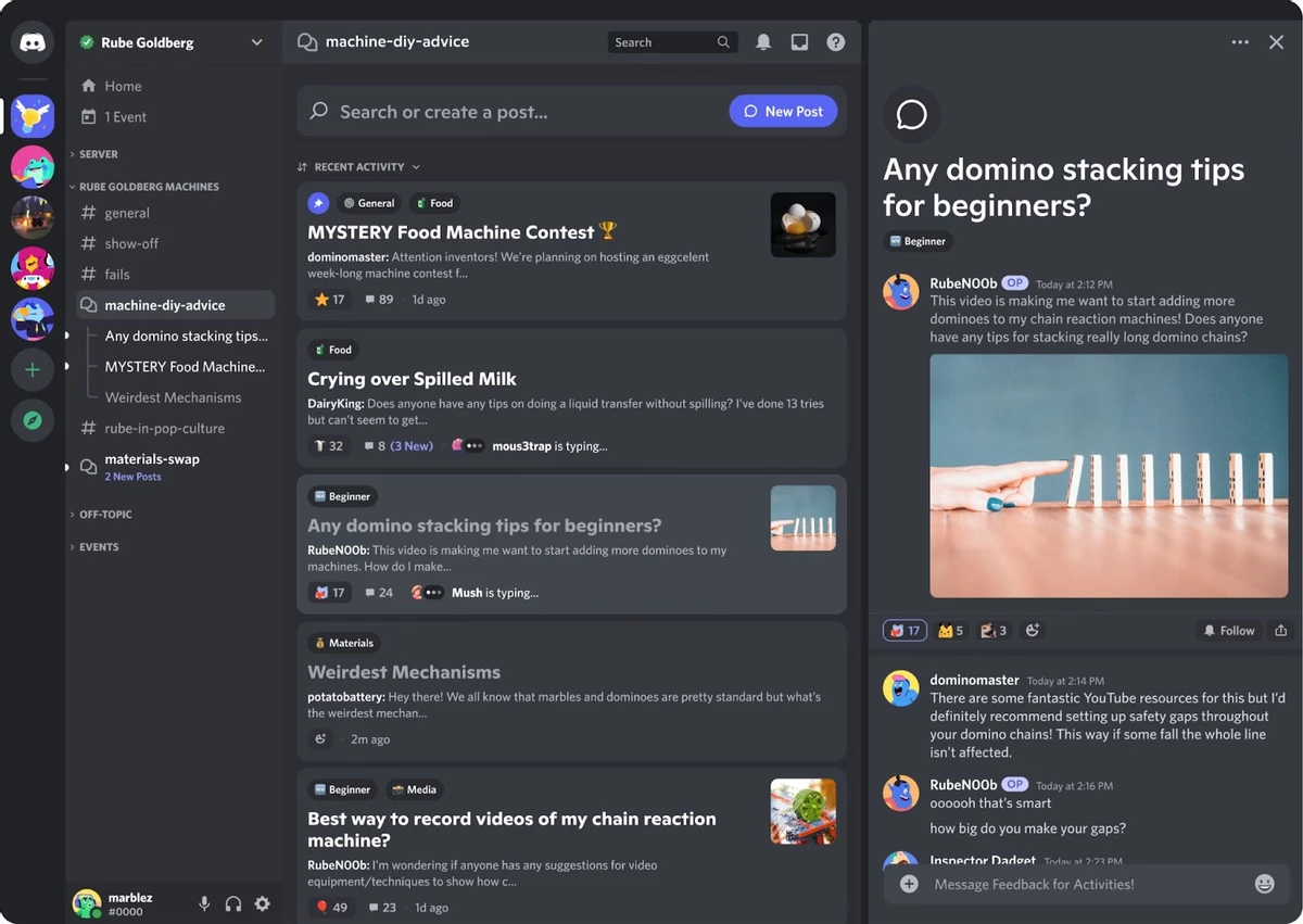 Форумные темы обсуждения в Discord