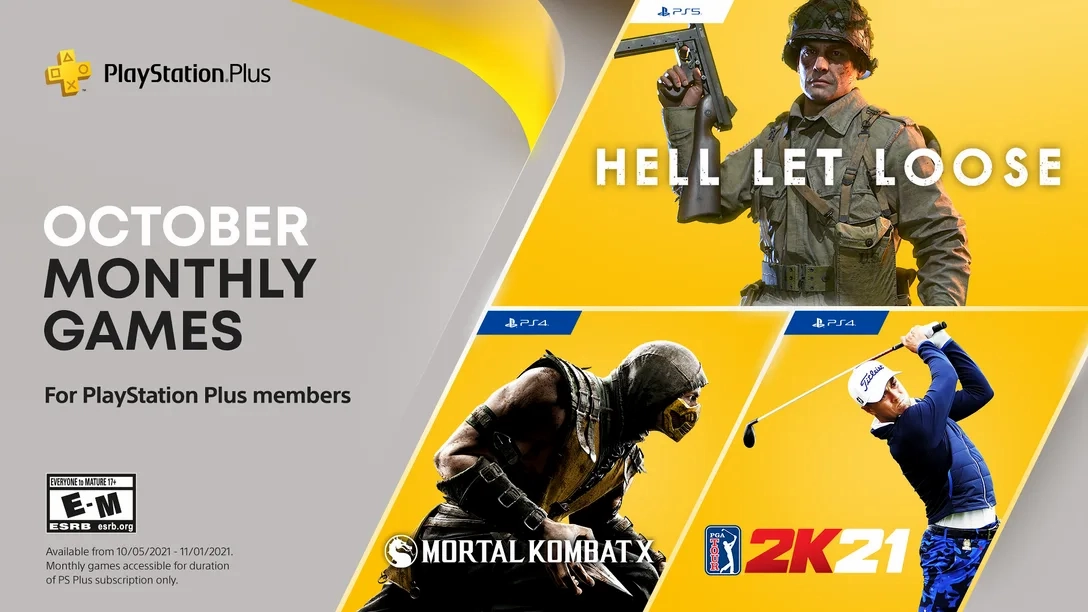 Объявлен список игр PS Plus на октябрь: Hell Let Loose,  PGA Tour 2K21 и Mortal Kombat X