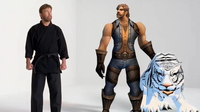Игроки World of Warcraft просят добавить в игру модель Чака Норриса из старой рекламы, пока он объясняет Творцу, в чем тот ошибся