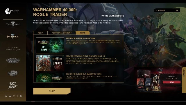 Ой! Owlcat запихнула свой лаунчер в Warhammer 40,000: Rogue Trader, чтобы выпилить его на следующий день